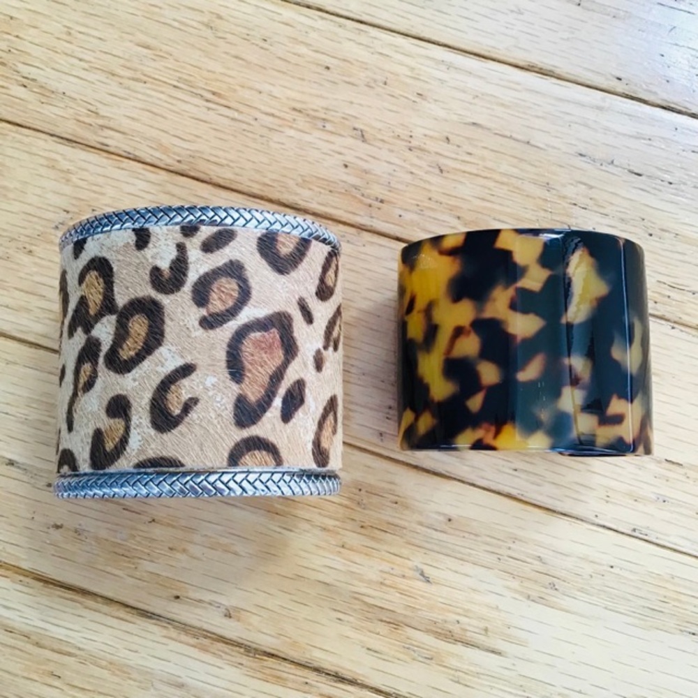 Two Leopard/Cheetah Print Bangle Bracelets